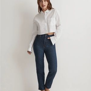 NWT Madewell Poplin Oversized‎ Supercrop Ex-Boyfriend Shirt White Size Small